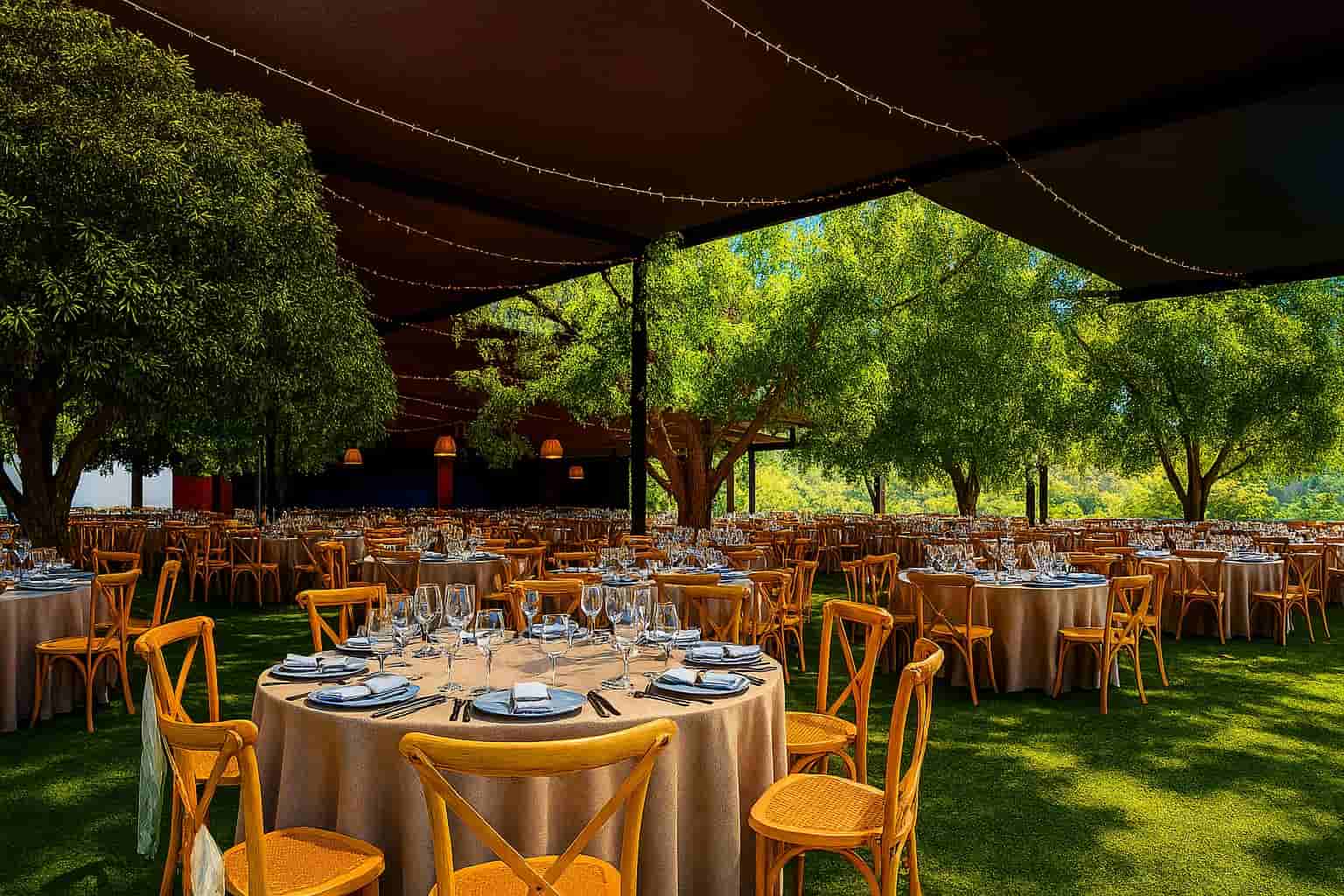 Carpas de tela negra para eventos con iluminación especial