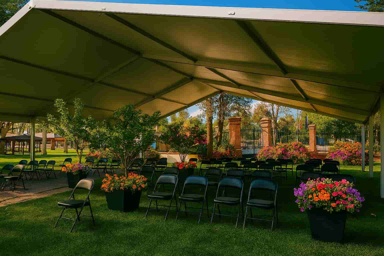 Idea para conservar la estética del jardín con carpas blackout